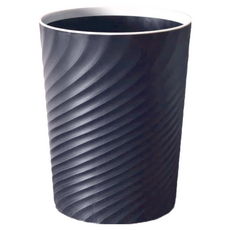 Life 北歐ins風 創意時尚波紋壓圈無蓋垃圾桶 10L/12L, 上寬直徑24.5 x 下寬直徑20 x 32cm, 低調黑, 1個