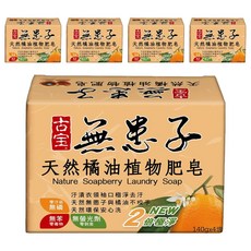 SOAPBERRY 古寶無患子 橘油植物肥皂 潔淨雙倍 貼身衣物/嬰幼兒衣物適用 4個 5盒, 140g