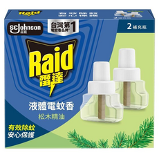 Raid 雷達 薄型液體電蚊香補充瓶 松木精油 2瓶, 82ml, 1盒