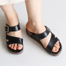 dangolunni 女款牛皮增高輕便舒適厚底許尼采爾拖鞋 5cm, 黑色, 235