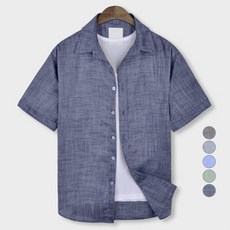 Guystory 男款大尺碼洛茲亞麻短袖襯衫