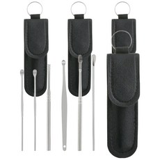 Yeoni Factory 簡約掏耳棒6件組 黑色, 4套, 6入