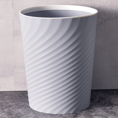 Life 北歐ins風 創意時尚波紋壓圈無蓋垃圾桶，10L/12L，PP材質，低調黑/質感灰, 上寬直徑24.5 x 下寬直徑20 x 32cm, 1個