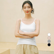 파란 여성용 데일리 면 스판 끈나시 3p