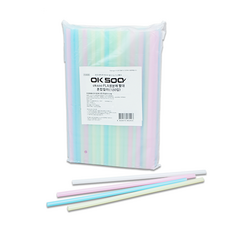 oksoo PLA生物分解吸管 混合色 6*210mm, 5個, 100入