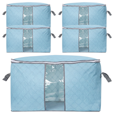 小麥購物 繽紛竹炭衣物棉被收納袋 L2353, 1入, 5個, 藍色