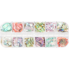 해피제이 네일 아트 자개 조개 조각 글리터 12종 세트, 1개, 혼합색상