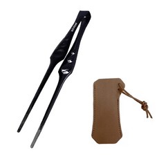 GO PEAK 304不鏽鋼烤肉夾，27x2cm，含皮套，黑色, 1支