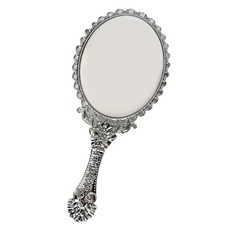 IACTRESS 復古公主風大型手拿鏡, 銀色, 1個