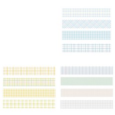 格紋圖案彩色紙膠帶 20mm x 2m 4入組, 3套, 15 藍色,檸檬,淺格紋