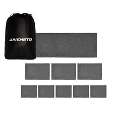 Livmoto 多功能超細纖維洗車巾 特大號1入 + 中號3入 + 小號5入, 灰色, 1套