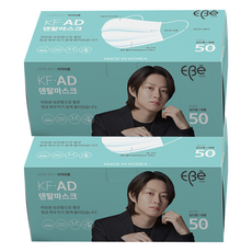이비에 비말차단 마스크 성인용 KF-AD, 50개입, 2개, 화이트