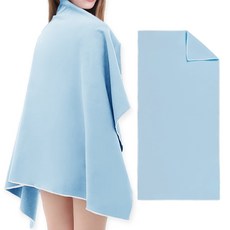 HANEE 防沙輕量海灘巾 大+小組, 藍色, 1套