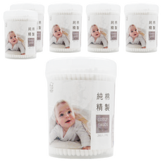 KU.KU Duckbill 酷咕鴨 細軸棉花棒 100%純棉 無染色 無螢光劑 台灣製造 260支, 6罐