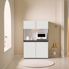 엘리에셀 비스포크 오브제 1000 LED 진열장 광폭 다용도 선반 키큰 틈새 홈카페 수납장 방문설치, 코타화이트