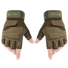 摩托車半指手套 雙手套裝 F款, 橄欖色