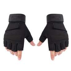 摩托車半指手套 雙手套裝 F款, 黑色