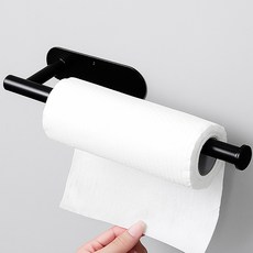 吉安家居 免鑽孔黏貼式廚房抹布廚房紙巾掛架, 黑色, 1個