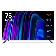 이노스 4K UHD HDR10 제로 베젤 TV, 190cm(75인치), E7500UHD, 스탠드형, 방문설치