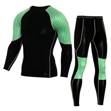 男款鑽石紋路運動跑步緊身褲上下套裝