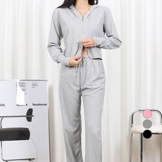 Elsso 女款連帽拉鍊+寬鬆慢跑褲套裝