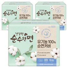 순수한면 건강한 생리대 날개형, 중형, 16개입, 3개