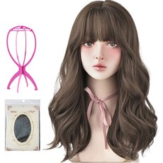 Hi-yuni 寬限波牢固的發牆52厘米 +假髮 +搖籃套組, 冷棕色, 1組