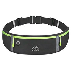 OUDU 多功能運動跑步夜光安全腰包, 43 x 10cm, 黑色, 1個