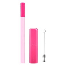 sillymann 100%鉑金矽膠攜帶型珍珠吸管 適合珍珠飲品 可重複使用 專屬清潔刷, 1件, 1組