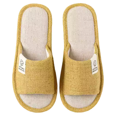 四葉草棉麻拖鞋 80%棉+20%麻, 黃色, USA36~37 25cm, 1雙
