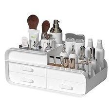 MF스토어 디자인 다용도 사무 용품 수납 서랍형 화장품 정리함, 1개, 화이트