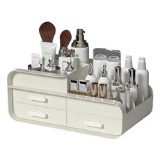 MF스토어 디자인 다용도 사무 용품 수납 서랍형 화장품 정리함, 1개, 베이지
