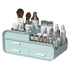 MF스토어 디자인 다용도 사무 용품 수납 서랍형 화장품 정리함, 1개, 아쿠아마린
