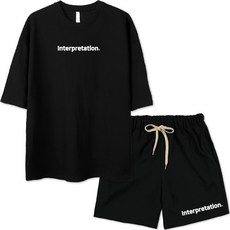 벤힛 남녀공용 Interpretation 오버핏 반팔 + 반바지 트레이닝 상하의 세트