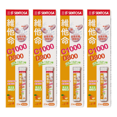 SENTOSA 三多 維他命C1000+D800 發泡錠 柳橙風味, 20錠, 3.8g, 4瓶