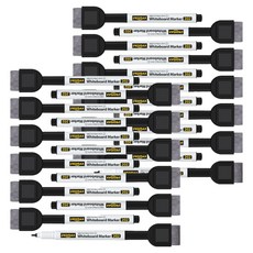 PENMAX 細字迷你附板擦白板筆, 黑色, 24個