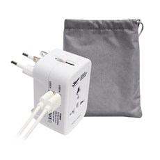 홈플래닛 해외 여행용 멀티 어댑터 USB 2포트 + 파우치 세트, 1세트