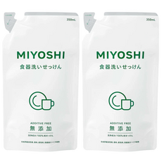 MIYOSHI 無添加 餐具清潔液補充包 350mL, 2包