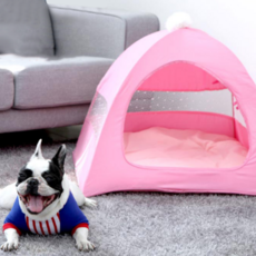 REDPUPPY Pet Teepee 寵物帳篷 附坐墊, 粉彩粉, 1個