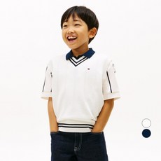 Tommy Hilfiger 兒童學院風羅紋V領針織背心