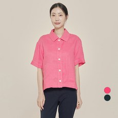 Olivia Hassler 女款單縫線亞麻短袖襯衫 OHCMBL209