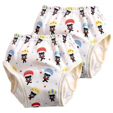 加厚6層學習褲/尿布褲, 加厚檔片吸水性強，保持乾爽，純棉材質柔軟親膚，舒適透氣，鬆緊設計自由調整，貼合身形, 110碼(11~16kg), 跳傘小熊, 2件