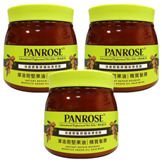 PANROSE 潘柔 摩洛哥堅果精質髮膜, 快速密集修補染燙受損, 550ml, 3罐