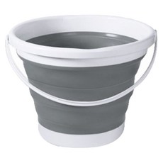 FANCY LIFE 摺疊式水桶 10L 方便好收納 居家戶外皆適用, 灰白色, 1個