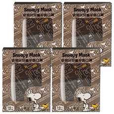收納王妃 史努比兒童口罩 10片, 酷黑, 4盒