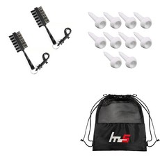 NAYASTYLE 高爾夫球桿頭清潔器 2入 隨機出貨+PE高爾夫短球釘 10入 白色+收納袋組合 GFYP-31-2+162PU, 混合顏色