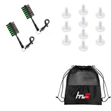 NAYASTYLE 高爾夫球桿頭清潔器 2入 隨機出貨+TPE 高爾夫標準球梯 10入 隨機出貨+收納袋組合 GFYP-31-3+168-4PU, 混合顏色