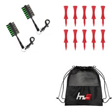 NAYASTYLE 高爾夫球桿頭清潔劑 2入 隨機出貨+PE 高爾夫標準球梯 10入 紅色+收納袋套組 GFYP-31-3+169-4PU, 混合色