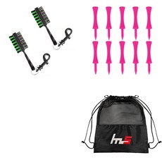 NAYA STYLE 高爾夫球桿頭清潔劑2P隨機出貨+PE高爾夫標準T恤10P粉色+小袋套組GFYP-31-3+169-5PU, 混色