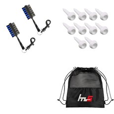 NAYASTYLE 高爾夫球桿頭清潔器 2入 隨機出貨+PE 高爾夫短球梯 10入 白色+收納袋套組 GFYP-31-4+162PU, 混合色